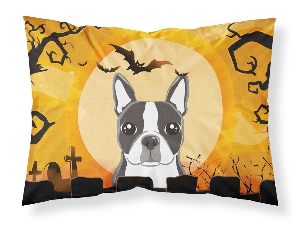 2887 BB1761PILLOWCASE Halloween Boston Terrier Fabric Standard Pillowcase